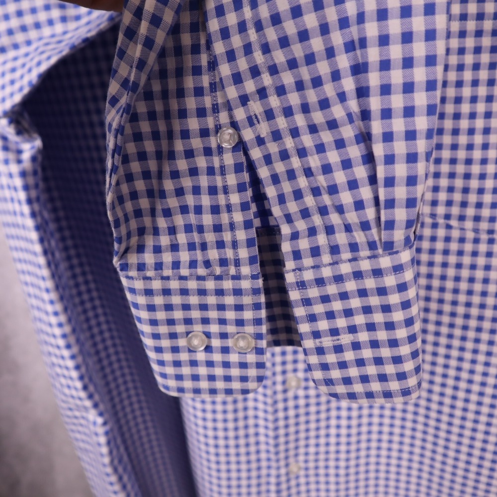 Alan Flusser Men's XXL Shirt‎ Blue Check L/S Button Up Casual Dress - Picture 5 of 6